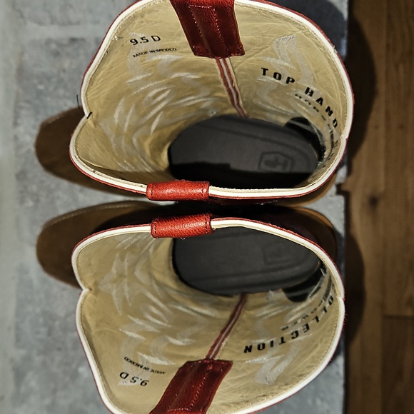 Top Hand Collection Horse Power Men's Cowboy Boots 9.5D Red & Brown - Picture 8 of 11